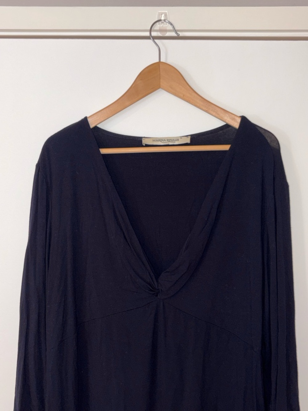Marina Rinaldi Navy V-Neck Twist Front Long Sleeve Top